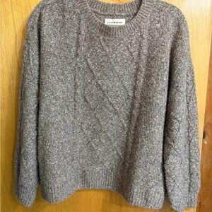 Lucky Brand Brown Heathered Cable Knit Pullover